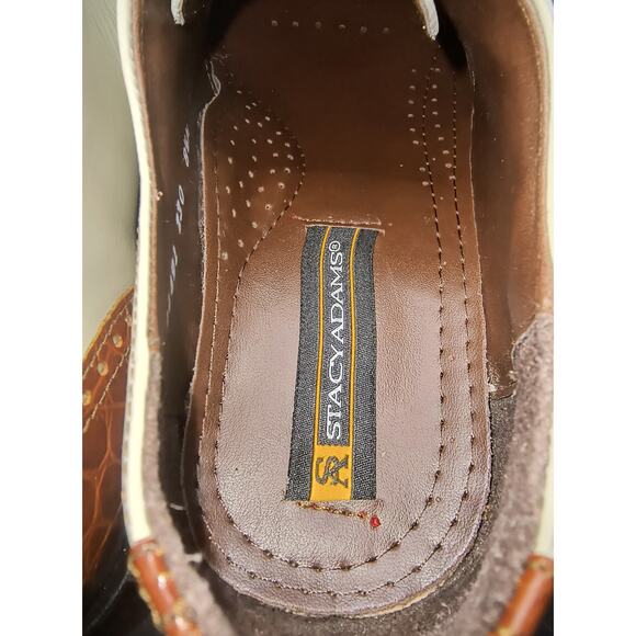 Stacy Adams Crocodile Embossed Two Tone Leather WingTip Dress Shoes - Size 8.5M